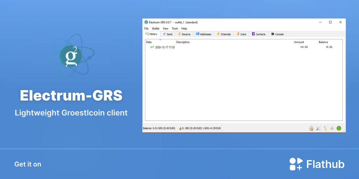 Install Electrum-GRS on Linux | Flathub
