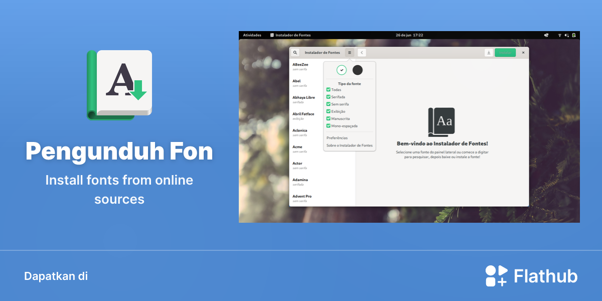 Memasang Pengunduh Fon di Linux | Flathub