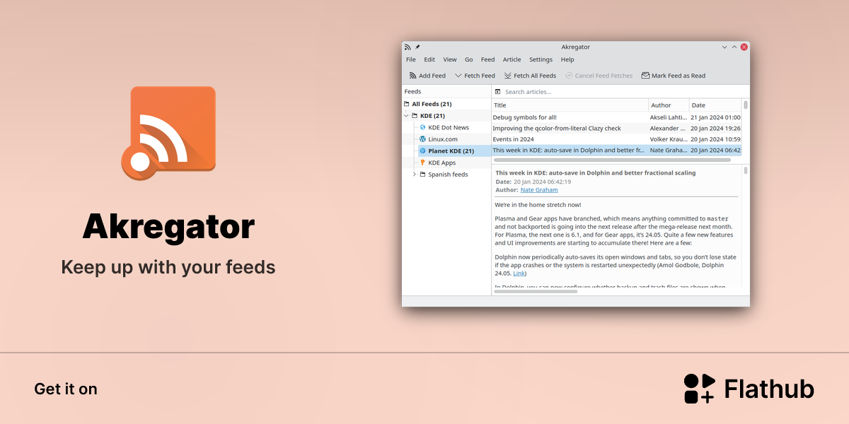 Install Akregator on Linux | Flathub