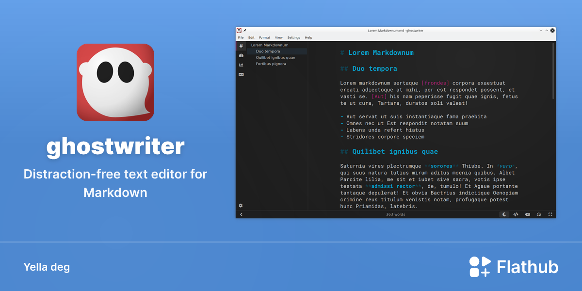 Asebded n ghostwriter ɣef Linux | Flathub