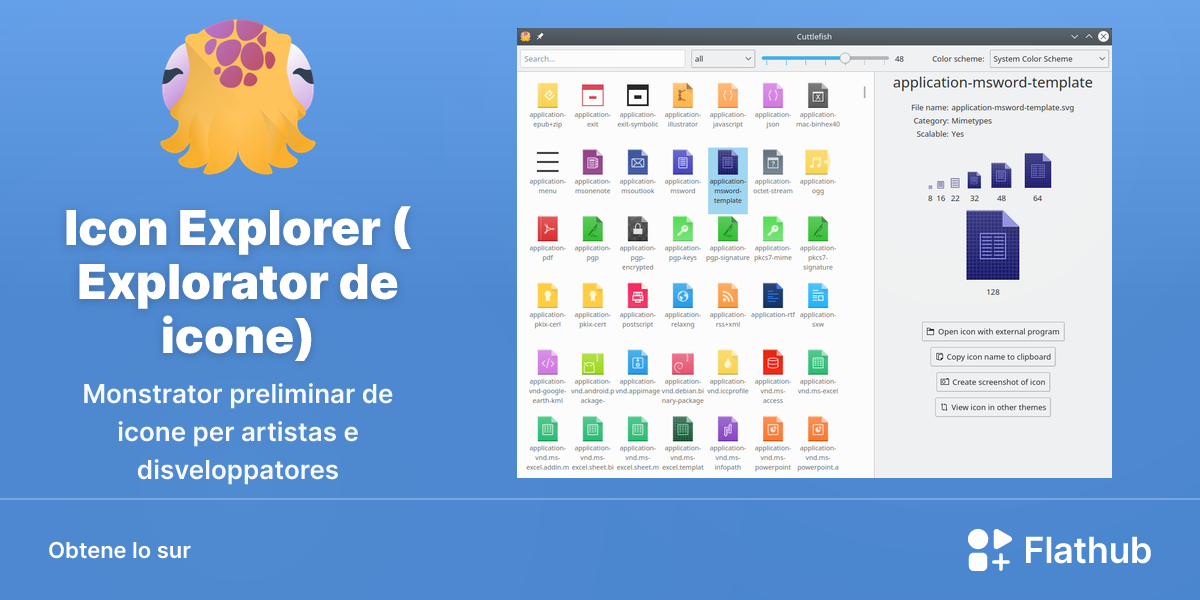 Installar Icon Explorer ( Explorator de icone) sur Linux | Flathub