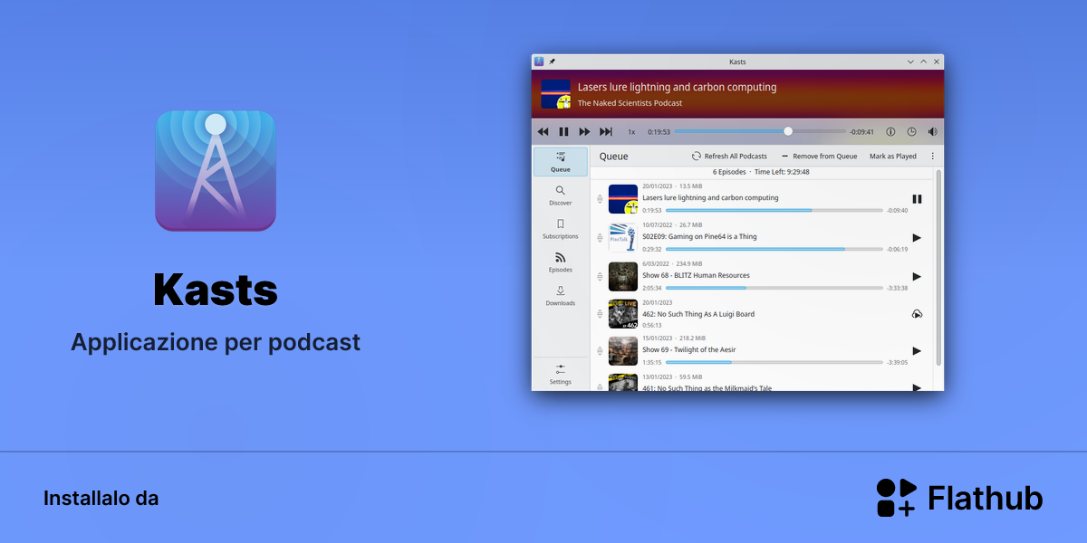 Installa Kasts su Linux | Flathub