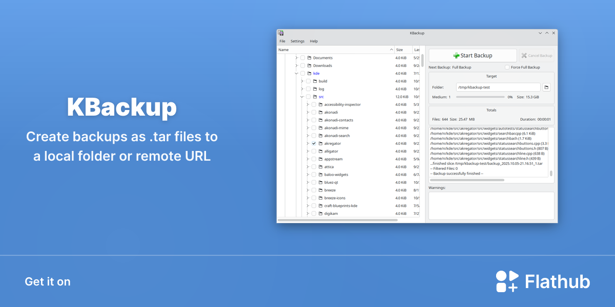 Install KBackup on Linux | Flathub
