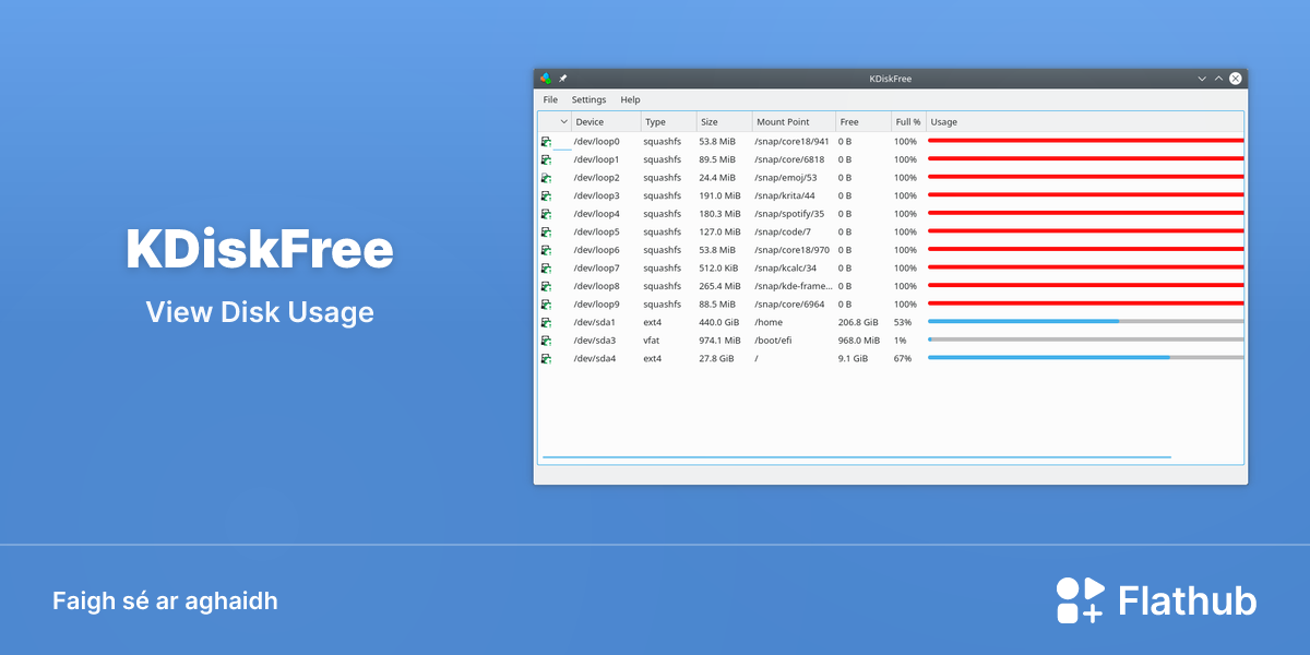 Suiteáil KDiskFree ar Linux | Flathub