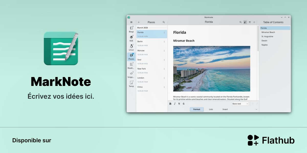 Installer MarkNote sur Linux | Flathub