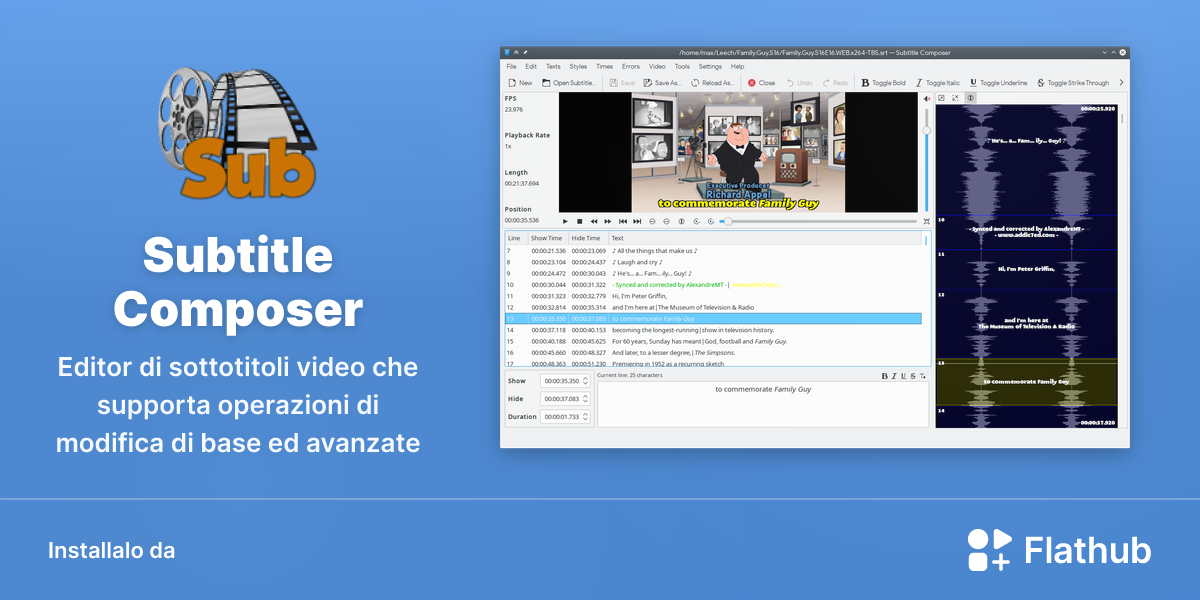 Installa Subtitle Composer su Linux | Flathub