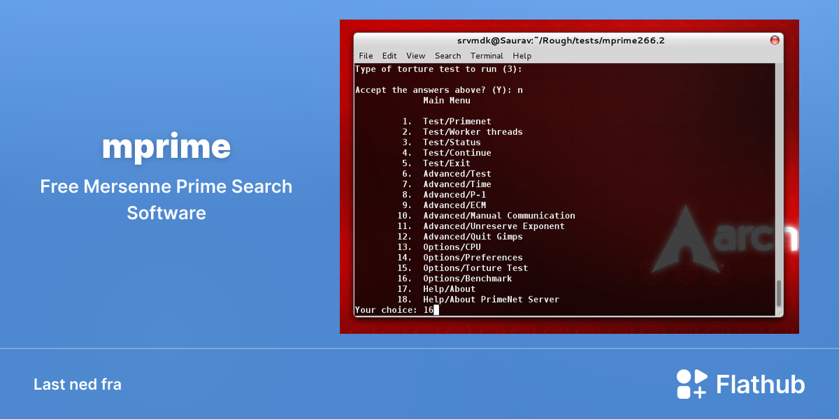 Installer mprime på Linux | Flathub