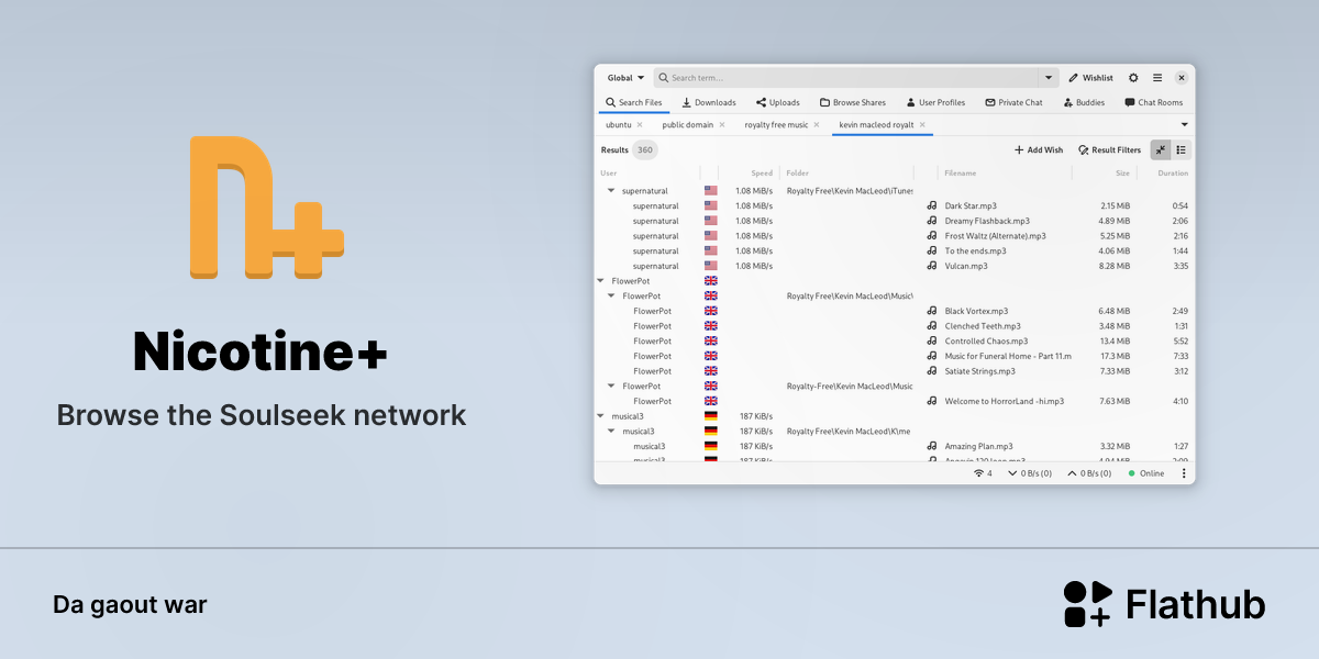 Staliañ Nicotine+ war Linux | Flathub