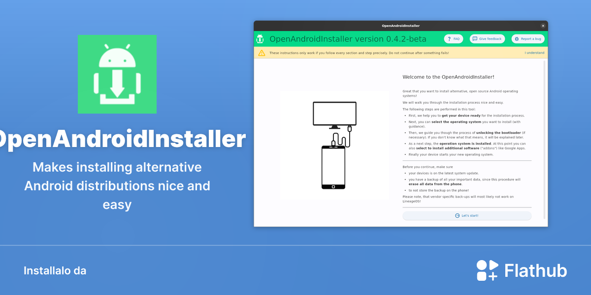 Installa OpenAndroidInstaller su Linux | Flathub