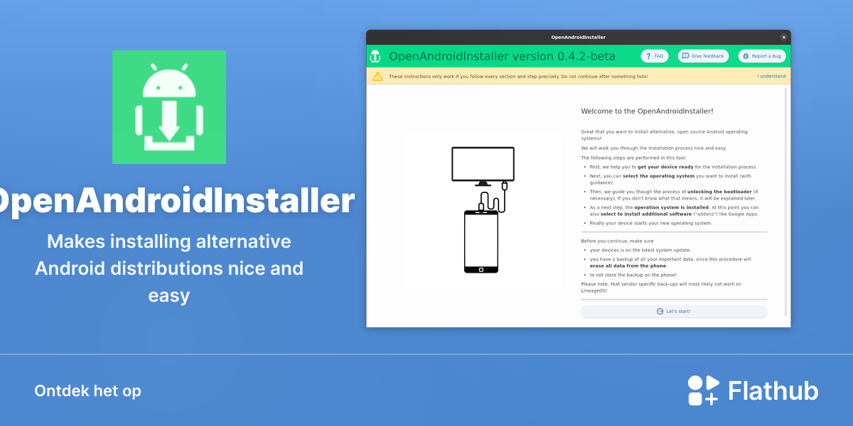 Installeer OpenAndroidInstaller op Linux | Flathub