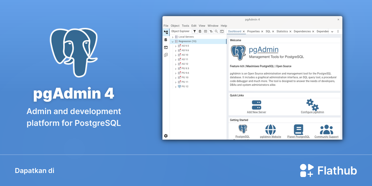 Memasang pgAdmin 4 di Linux | Flathub
