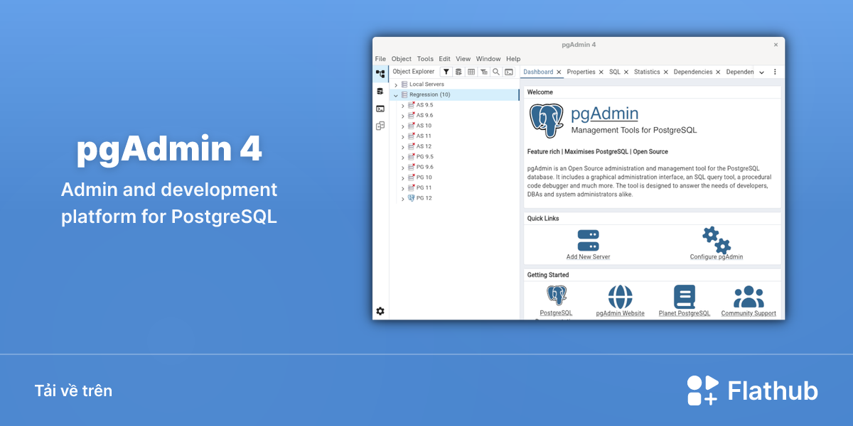 Cài đặt pgAdmin 4 trên Linux | Flathub