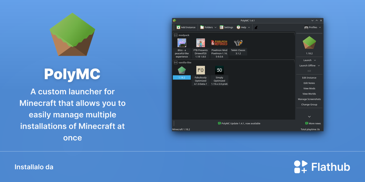 Installa PolyMC su Linux | Flathub