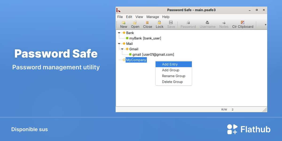 Installar Password Safe sus Linux | Flathub