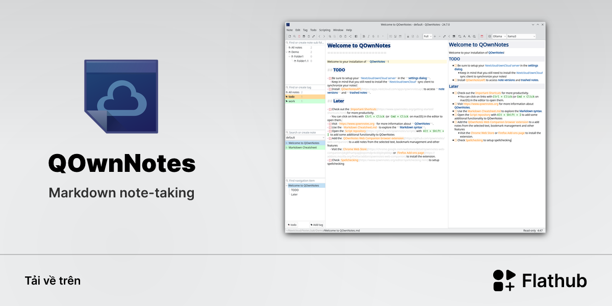 Cài đặt QOwnNotes trên Linux | Flathub