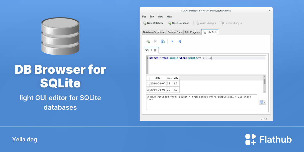Asebded n DB Browser for SQLite ɣef Linux | Flathub