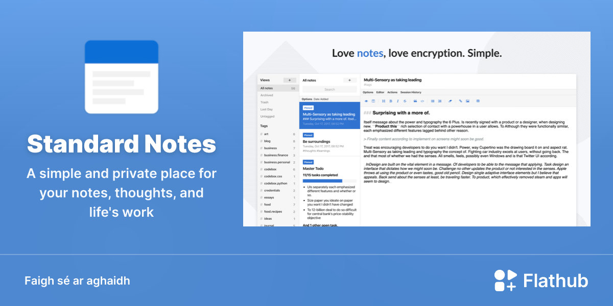Suiteáil Standard Notes ar Linux | Flathub