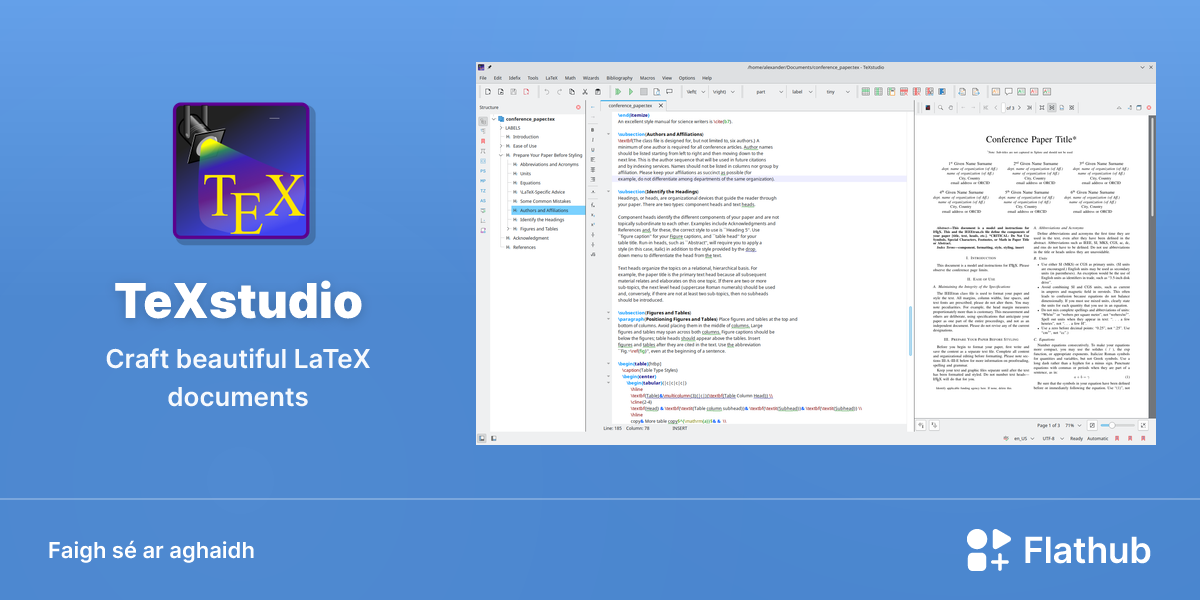 Suiteáil TeXstudio ar Linux | Flathub