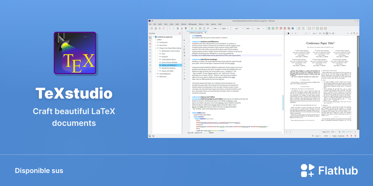 Installar TeXstudio sus Linux | Flathub