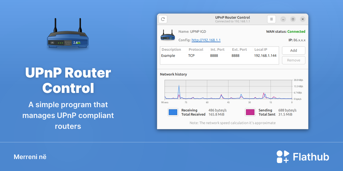 Instalojeni UPnP Router Control në Linux | Flathub