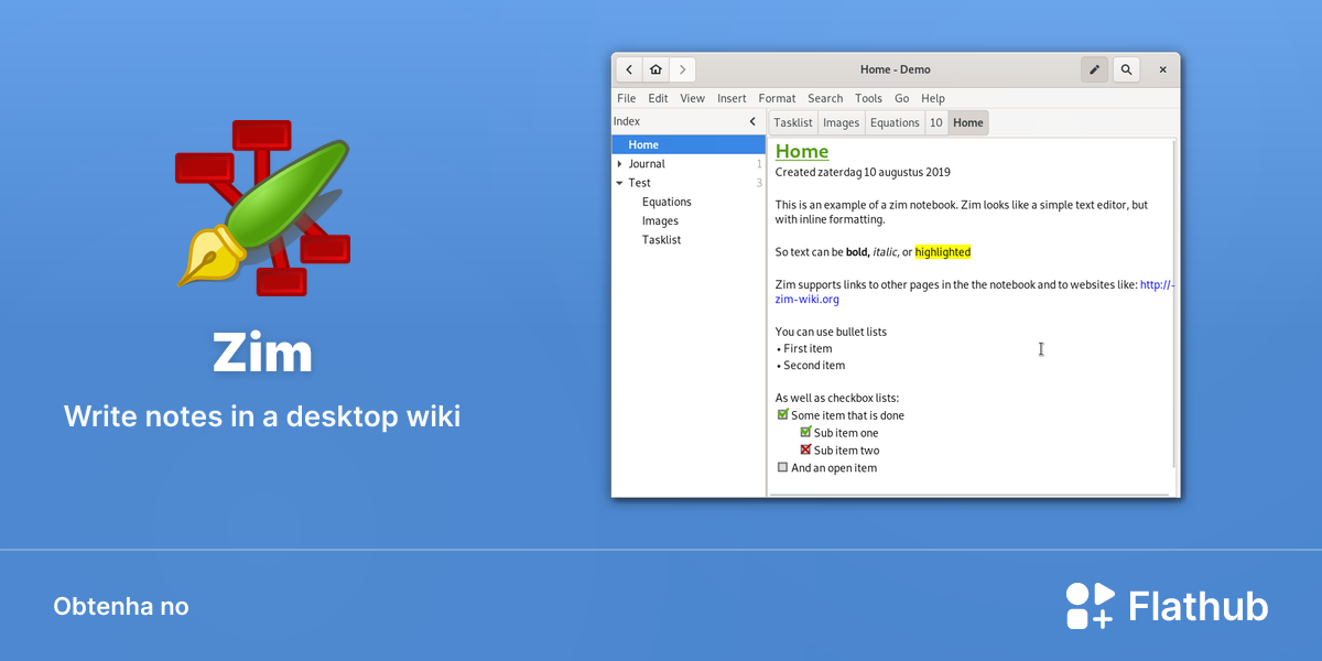 Instalar Zim no Linux | Flathub