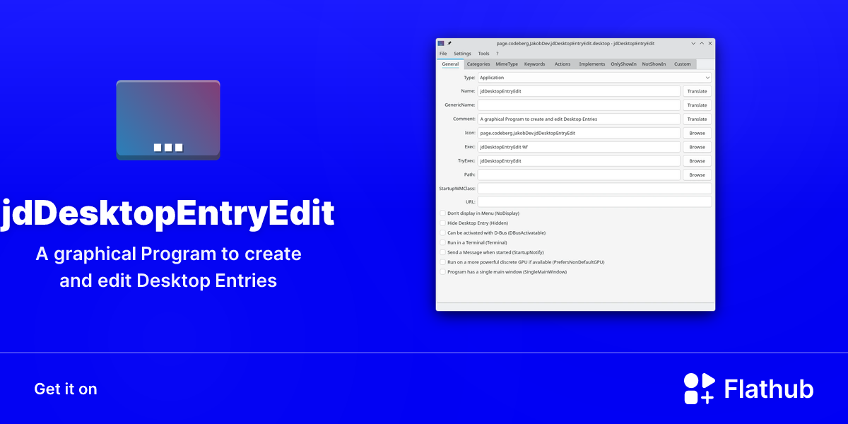 Install jdDesktopEntryEdit on Linux | Flathub