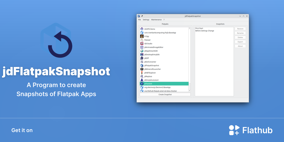Install jdFlatpakSnapshot on Linux | Flathub