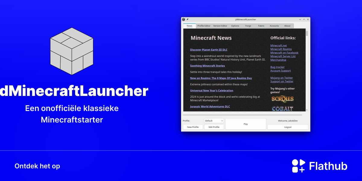 Installeer jdMinecraftLauncher op Linux | Flathub