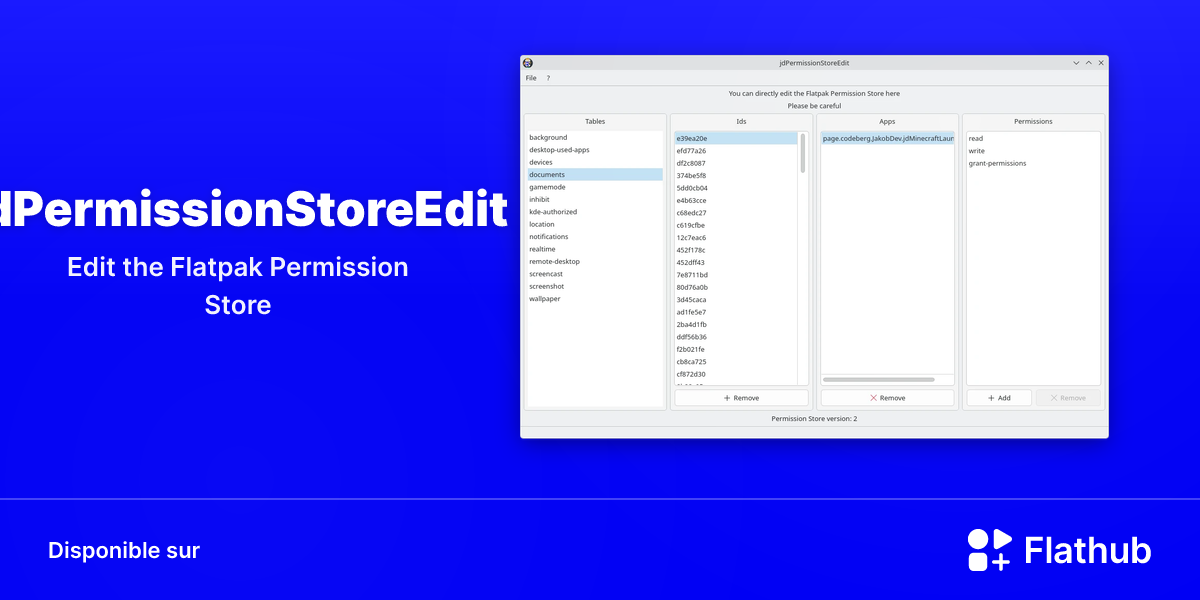 Installer jdPermissionStoreEdit sur Linux | Flathub