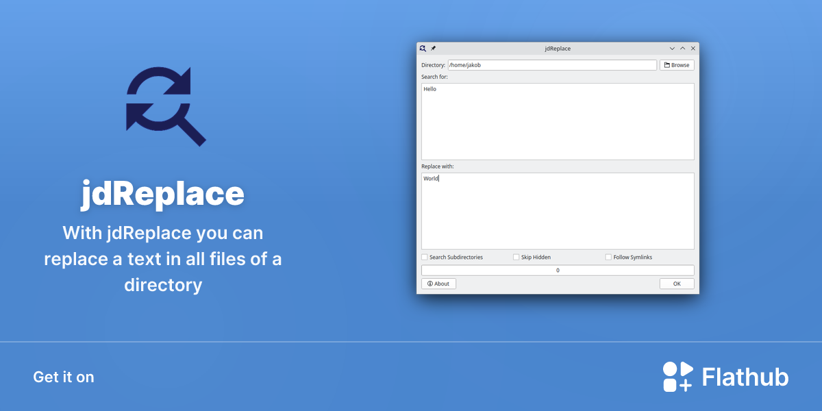 Install jdReplace on Linux | Flathub