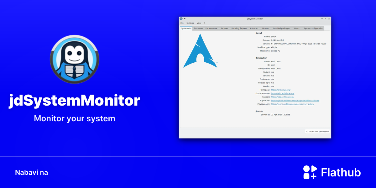 Instaliraj aplikaciju jdsystemmonitor na linux flathub