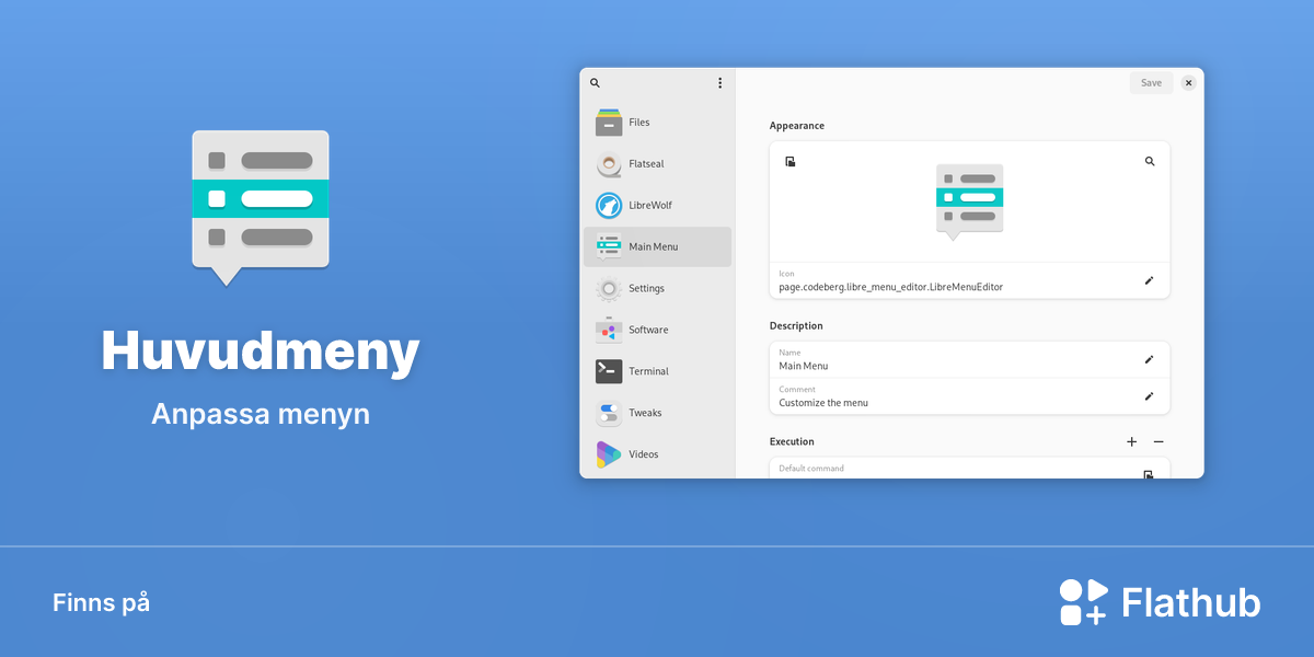 Installera Huvudmeny på Linux | Flathub