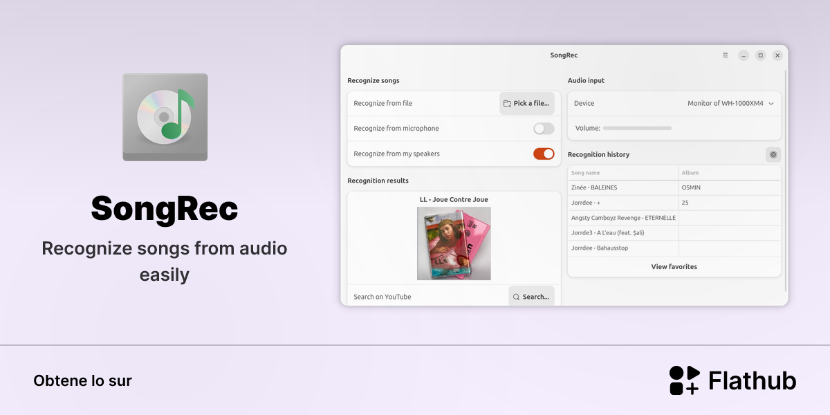 Installar SongRec sur Linux | Flathub