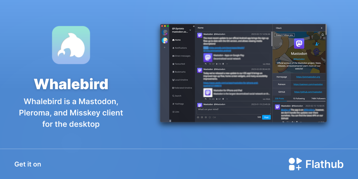 Install Whalebird on Linux | Flathub