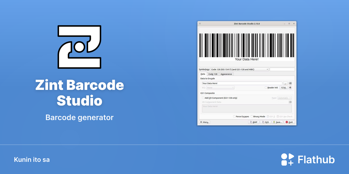 I-install ang Zint Barcode Studio sa Linux | Flathub