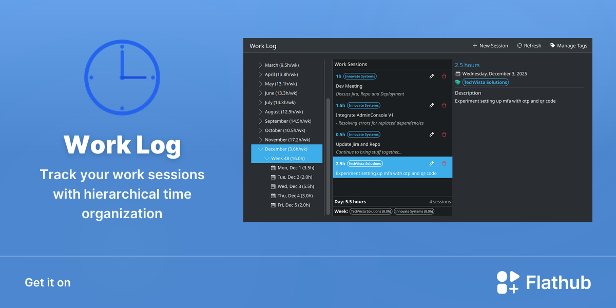 Install Work Log on Linux | Flathub