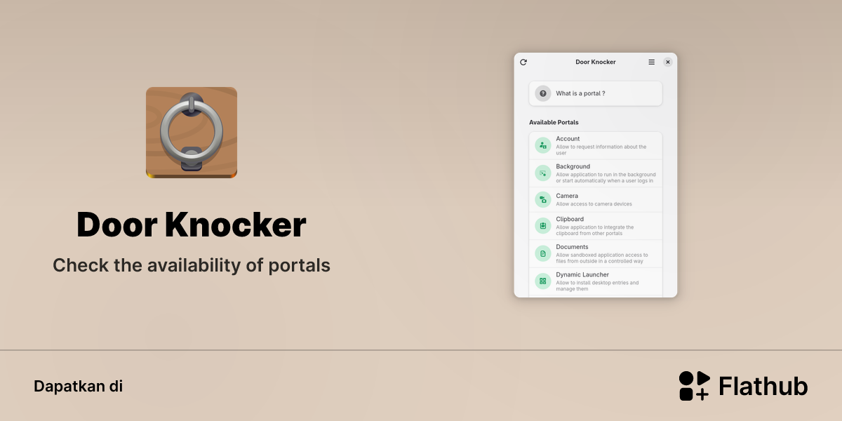 Memasang Door Knocker di Linux | Flathub
